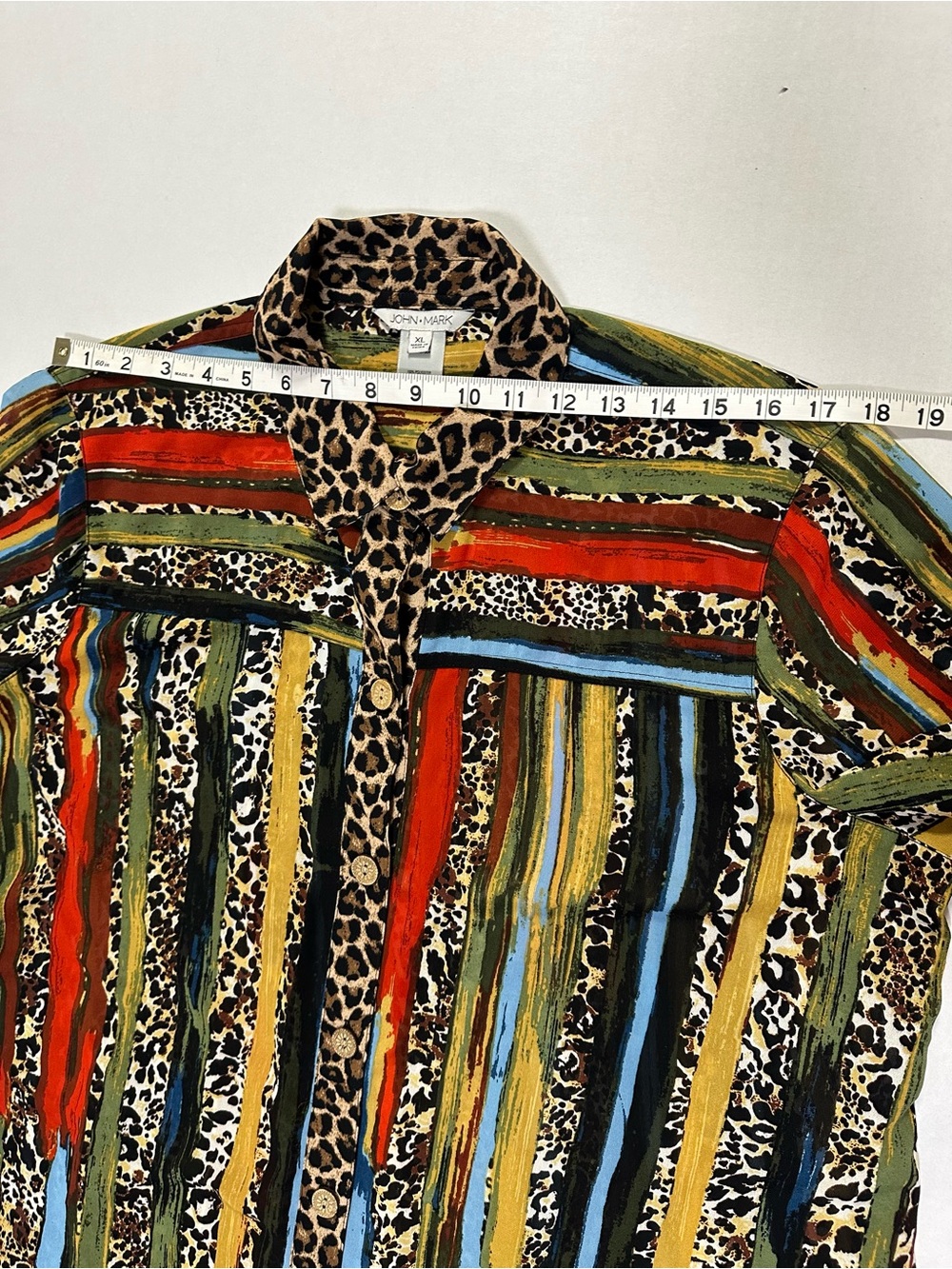 John Mark Multi Color Leopard Animal Print Button Down Tunic XL Maximalist - Picture 15 of 16